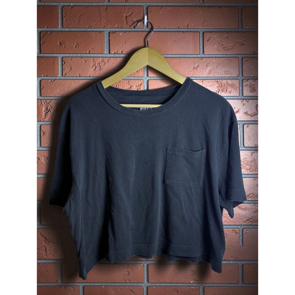 GAP Women's Relaxed Fit Pocket T-Shirt Large Black 100% Cotton